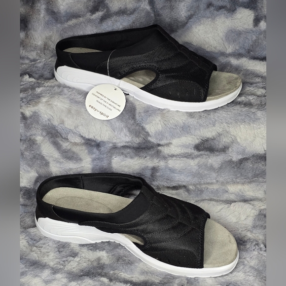 NWT‎ Easy Spirit Womens Traciee Slide Sandals Black Size 10 Wide - Picture 2 of 7